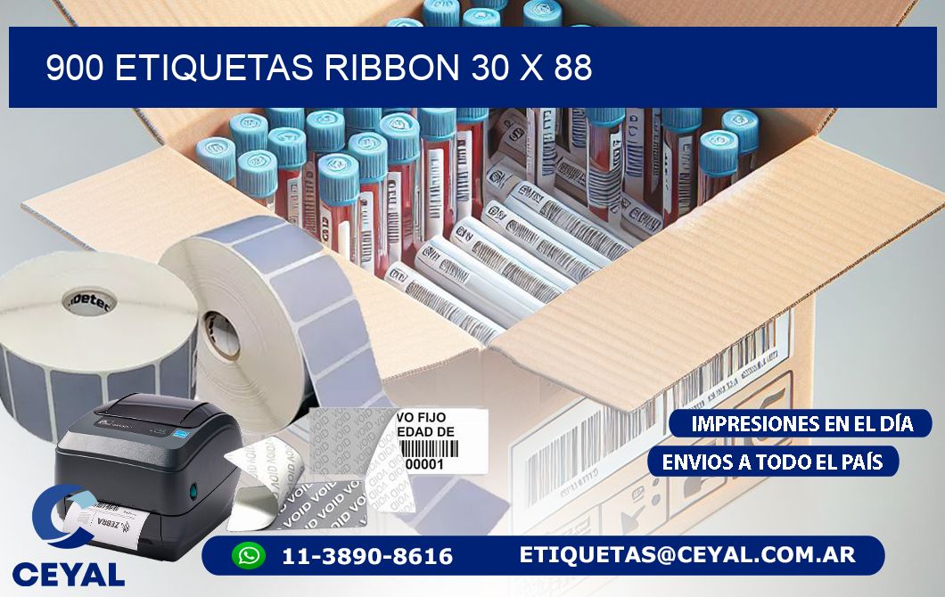 900 ETIQUETAS RIBBON 30 x 88