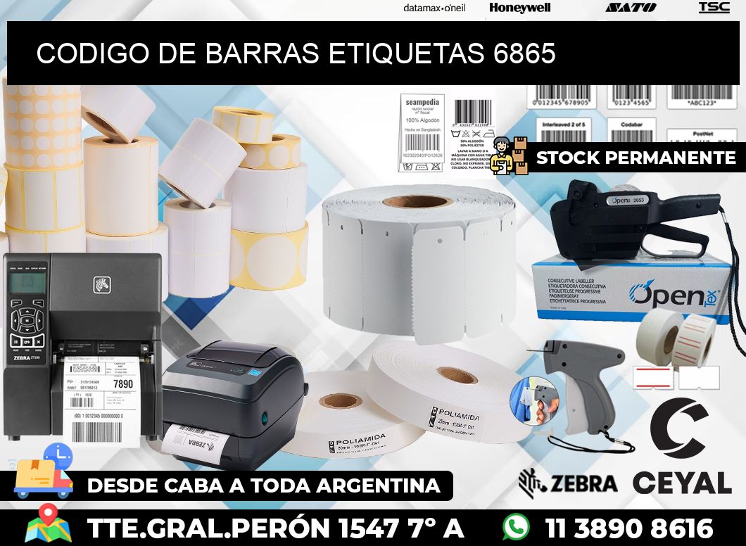 CODIGO DE BARRAS ETIQUETAS 6865