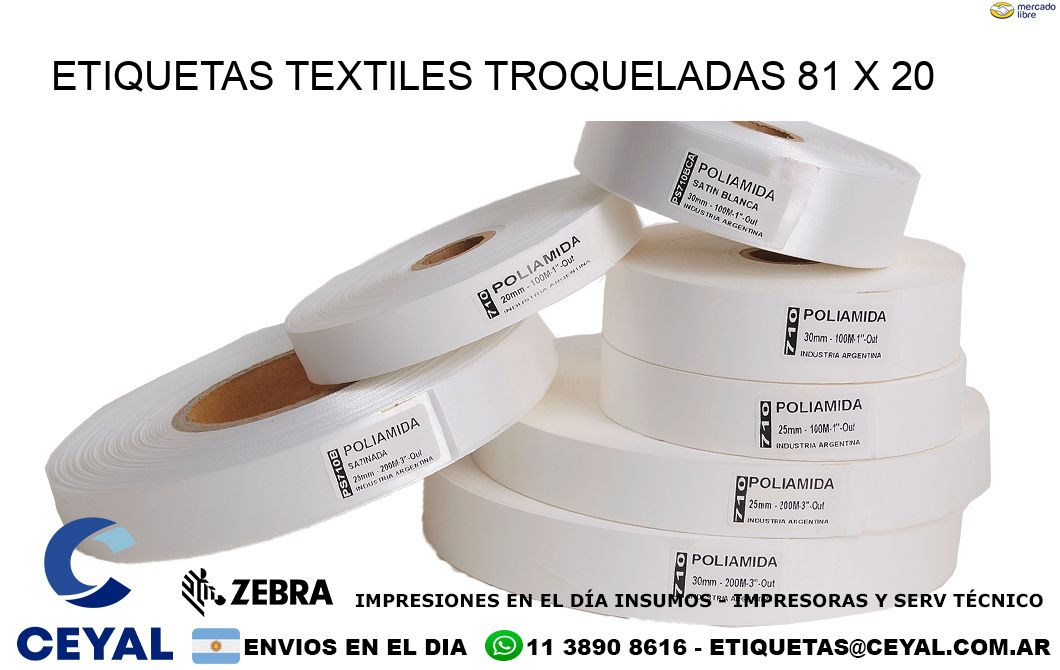 ETIQUETAS TEXTILES TROQUELADAS 81 x 20