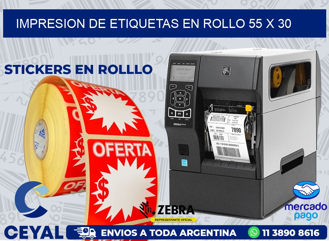 IMPRESION DE ETIQUETAS EN ROLLO 55 x 30