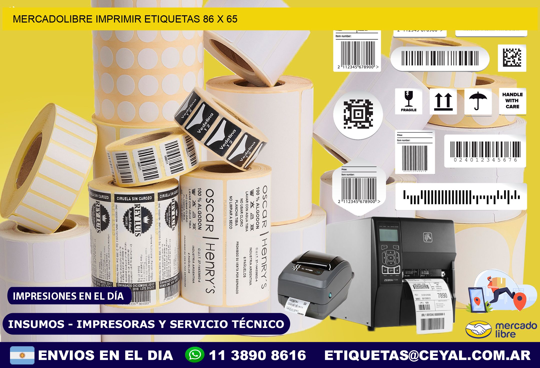 MERCADOLIBRE IMPRIMIR ETIQUETAS 86 x 65