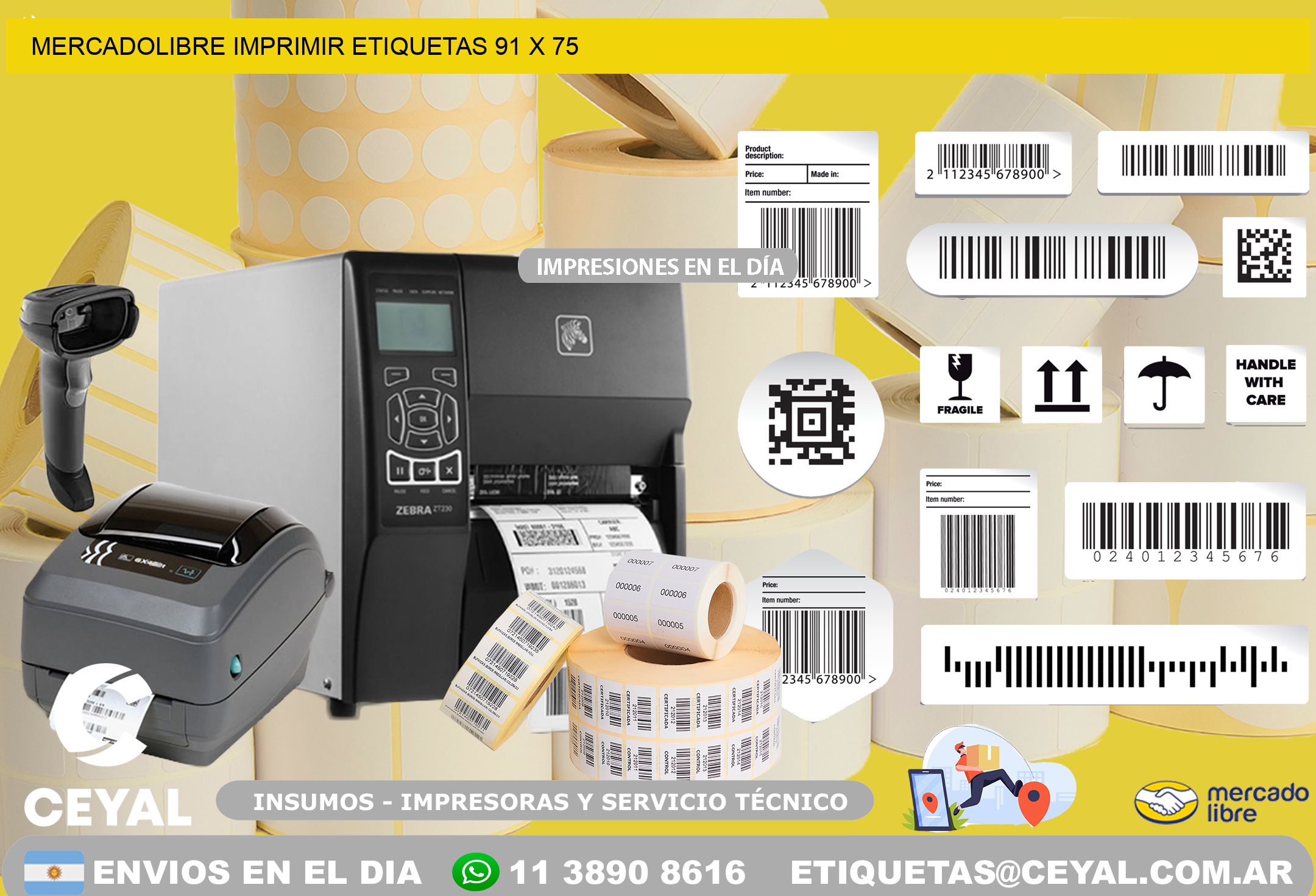 MERCADOLIBRE IMPRIMIR ETIQUETAS 91 x 75