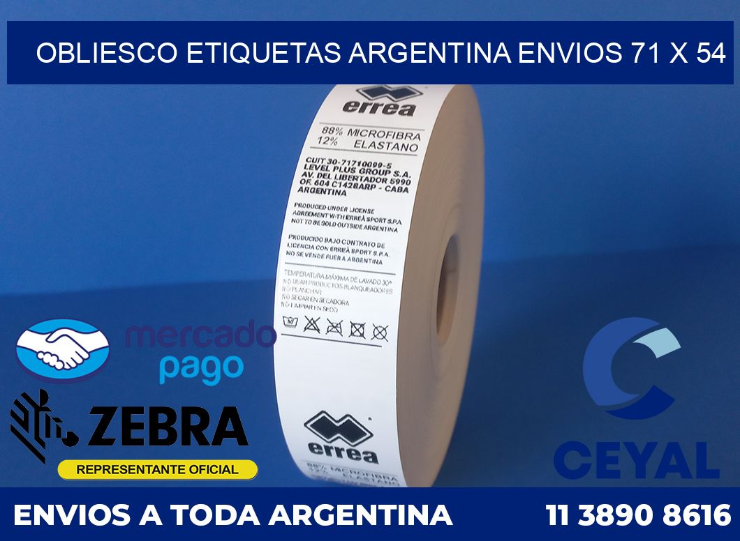 OBLIESCO ETIQUETAS ARGENTINA ENVIOS 71 x 54