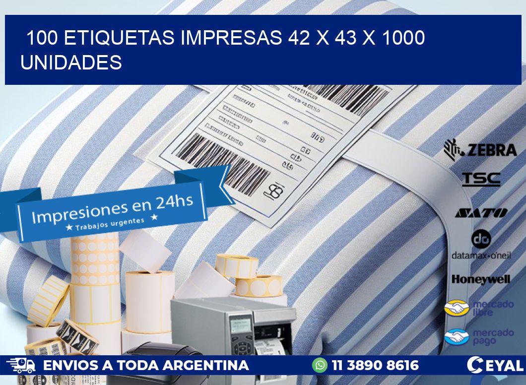 100 ETIQUETAS IMPRESAS 42 x 43 X 1000 UNIDADES