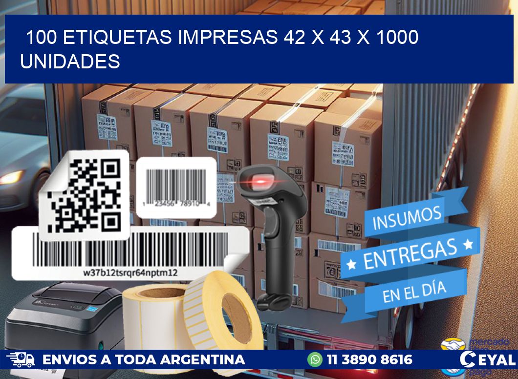 100 ETIQUETAS IMPRESAS 42 x 43 X 1000 UNIDADES