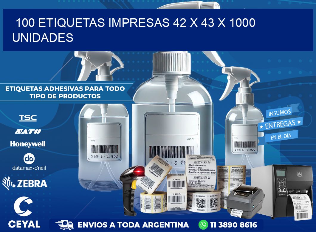 100 ETIQUETAS IMPRESAS 42 x 43 X 1000 UNIDADES