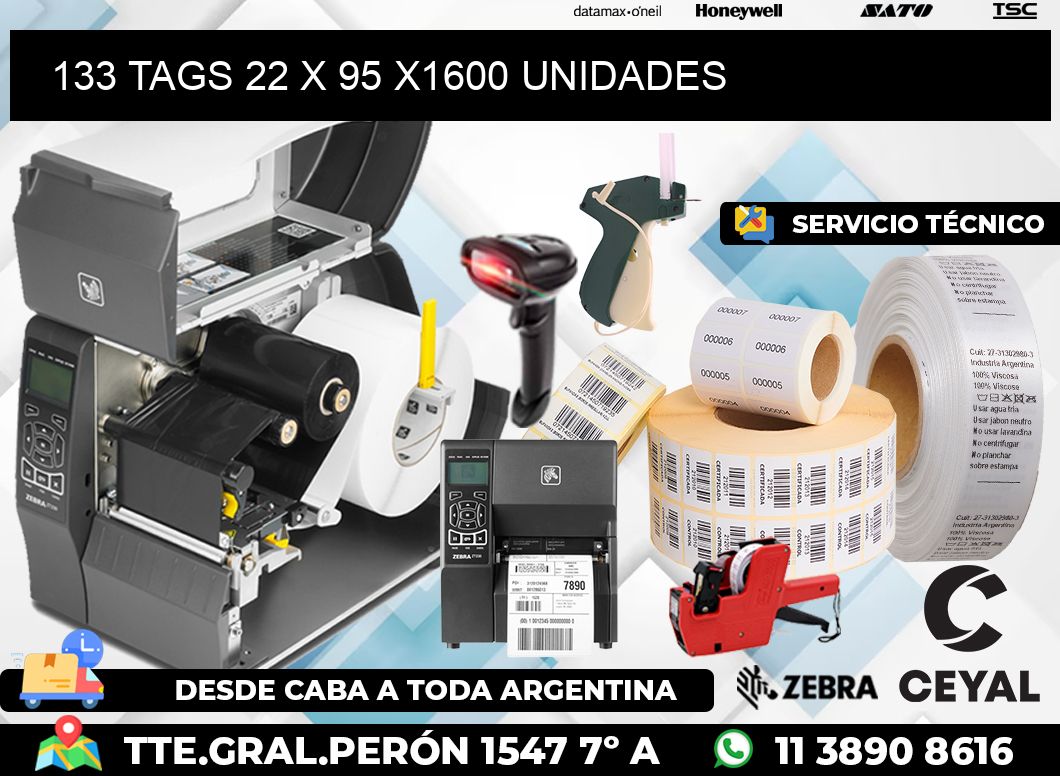 133 TAGS 22 x 95 X1600 UNIDADES