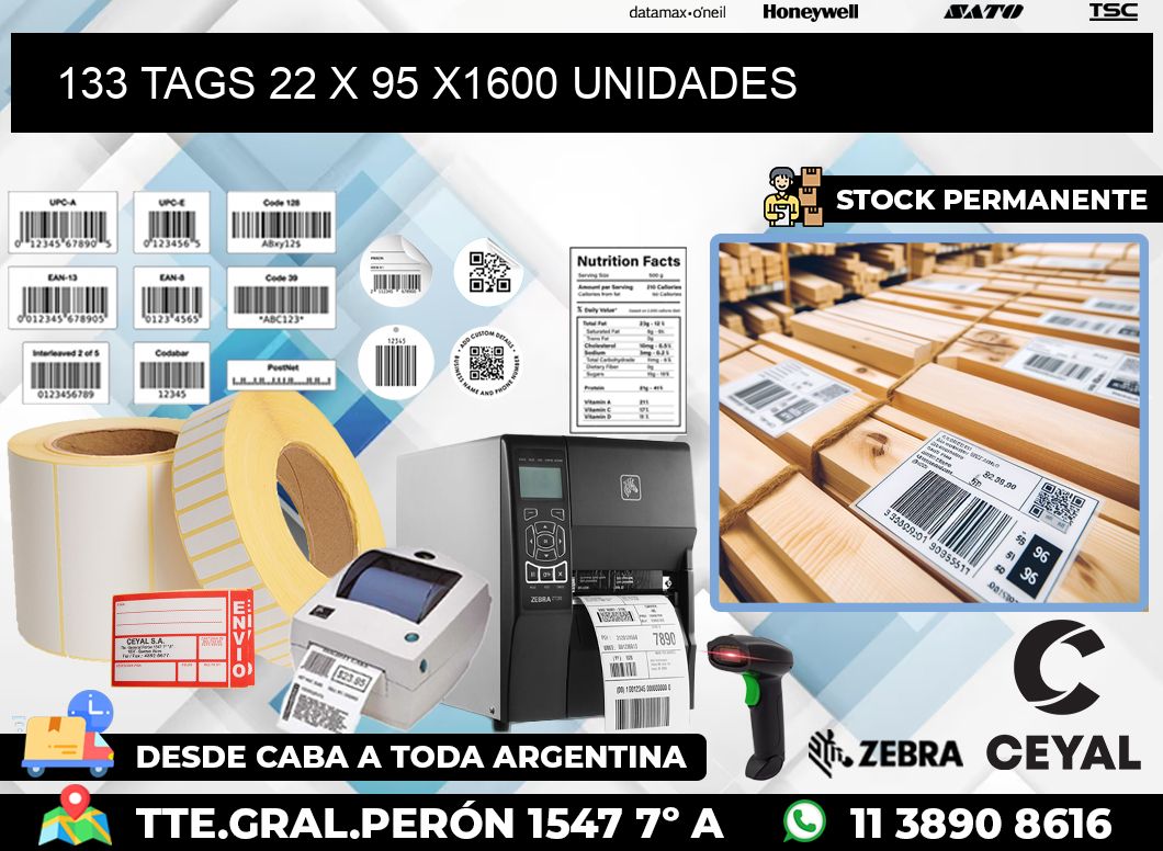 133 TAGS 22 x 95 X1600 UNIDADES