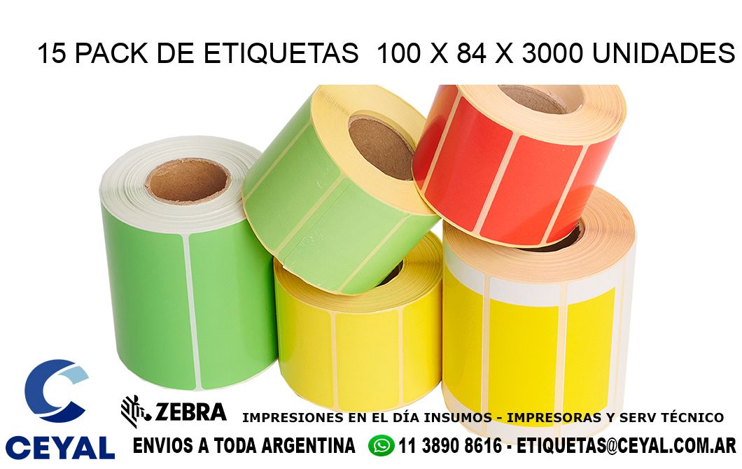 15 PACK DE ETIQUETAS  100 x 84 X 3000 UNIDADES