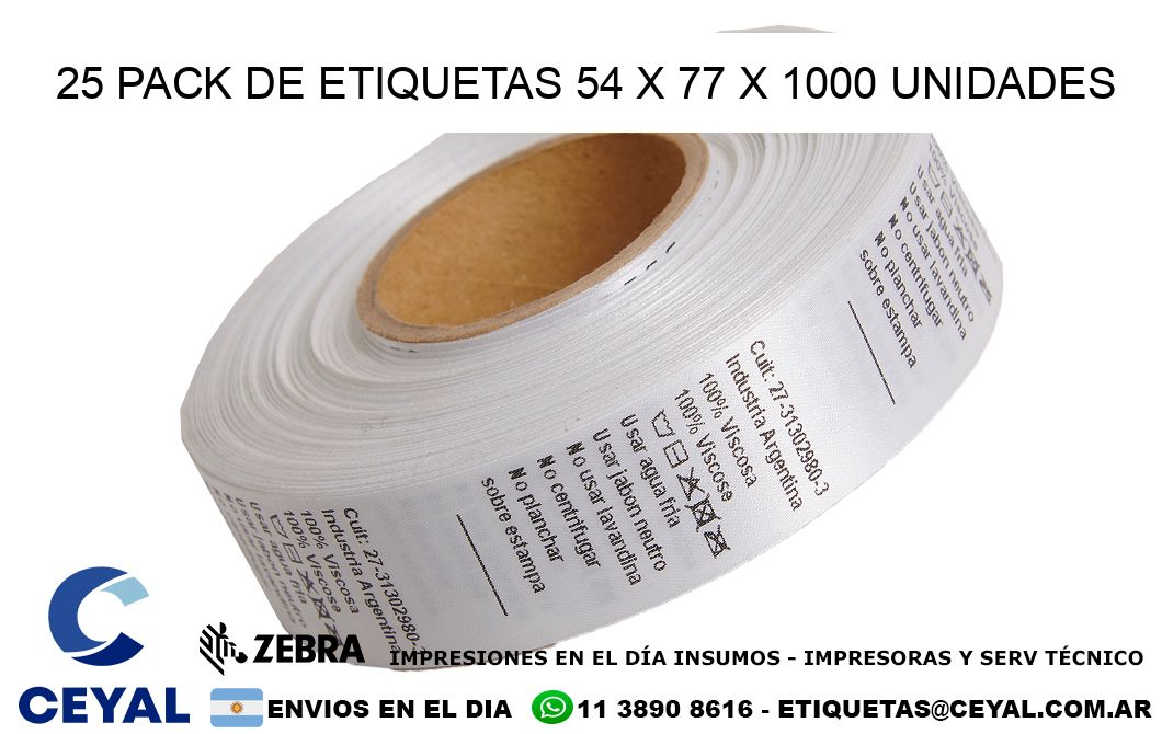 25 PACK DE ETIQUETAS 54 x 77 X 1000 UNIDADES