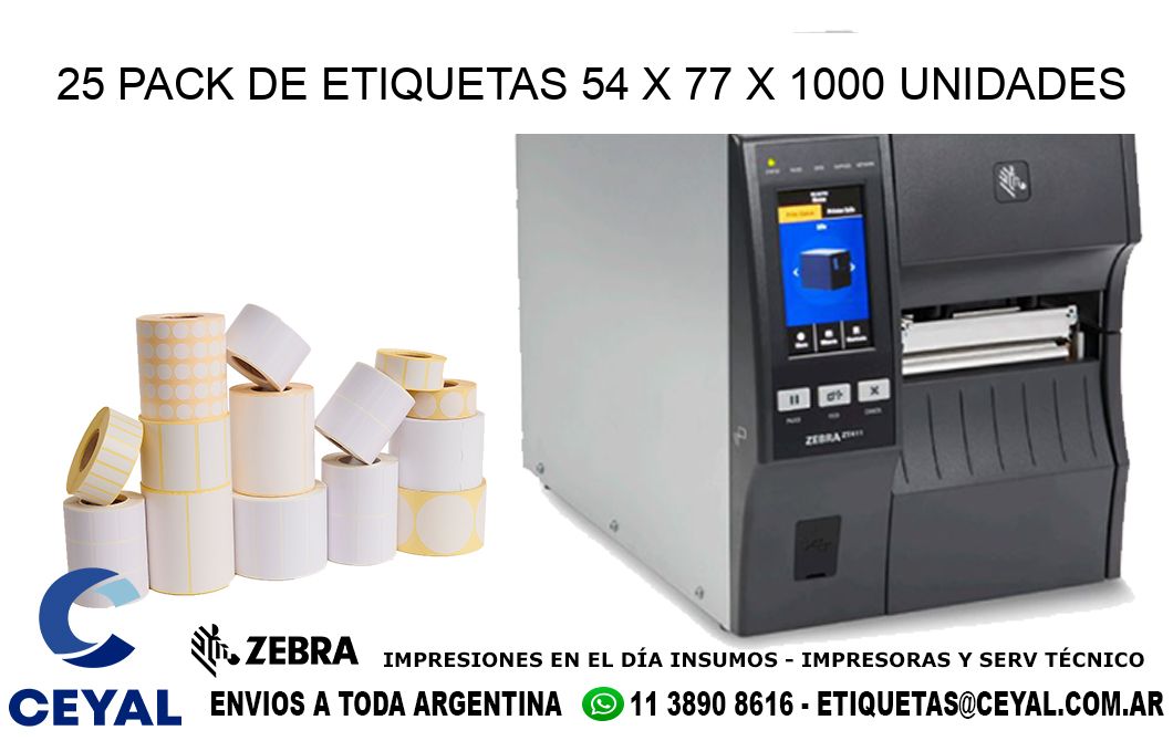 25 PACK DE ETIQUETAS 54 x 77 X 1000 UNIDADES