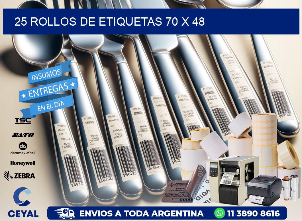 25 ROLLOS DE ETIQUETAS 70 x 48