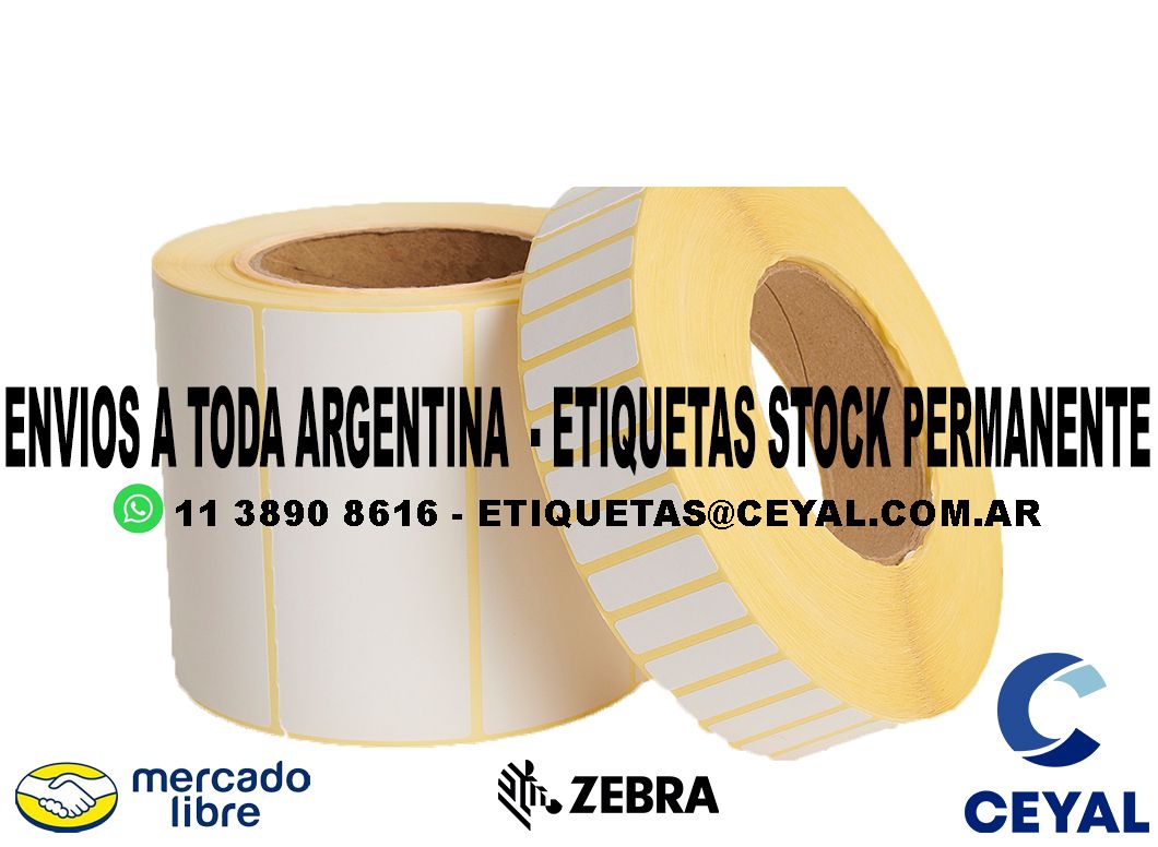 25 ROLLOS  ETIQUETAS ZEBRA 76 x 40 X 1000 UNIDADES