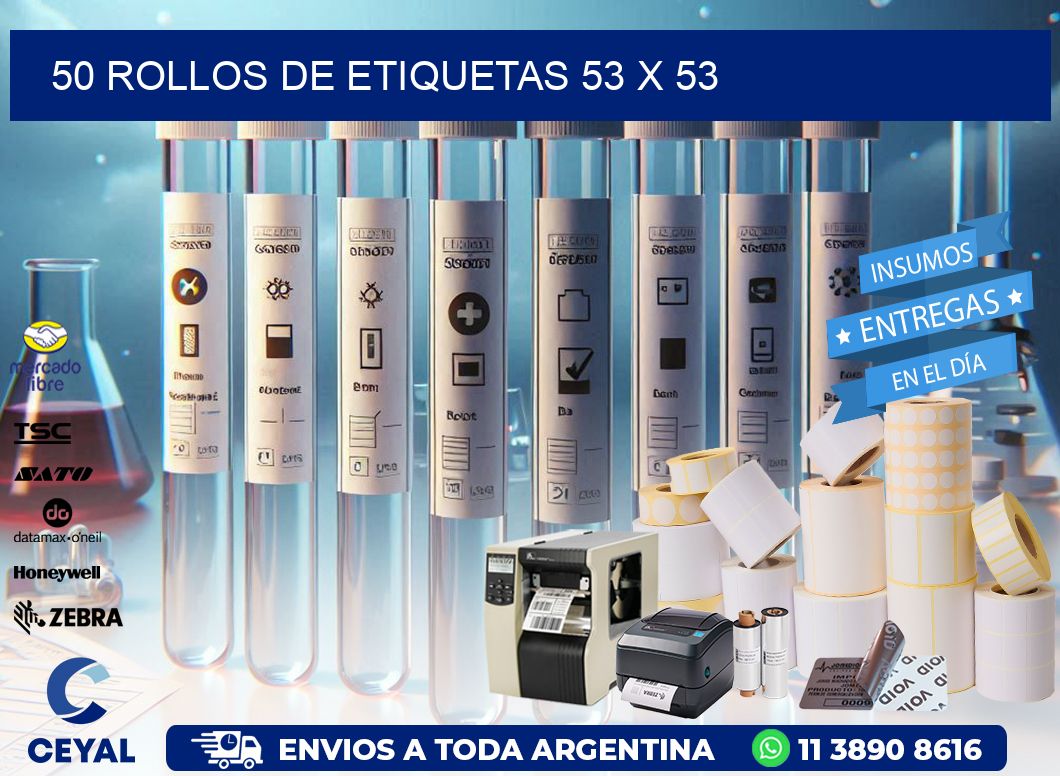 50 ROLLOS DE ETIQUETAS 53 x 53