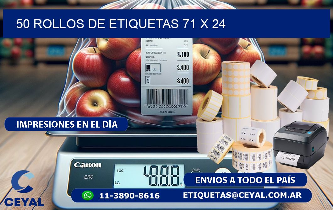 50 ROLLOS DE ETIQUETAS 71 x 24