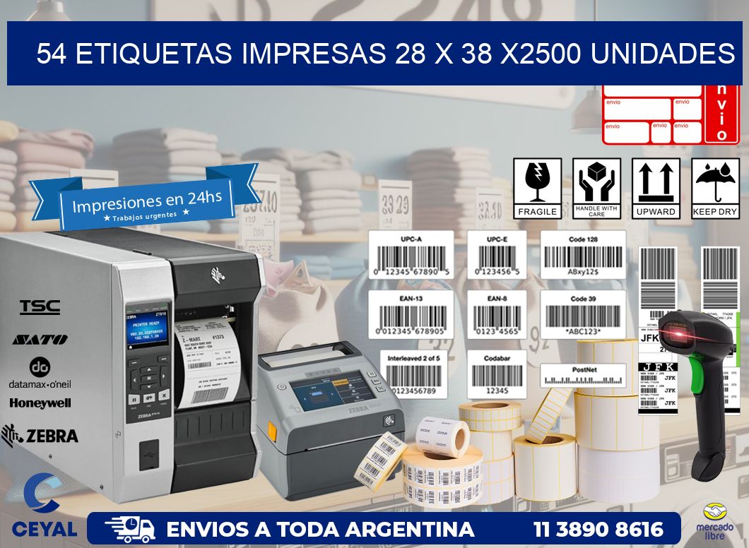 54 ETIQUETAS IMPRESAS 28 x 38 X2500 UNIDADES