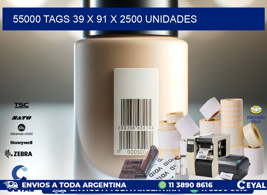 55000 TAGS 39 x 91 X 2500 UNIDADES