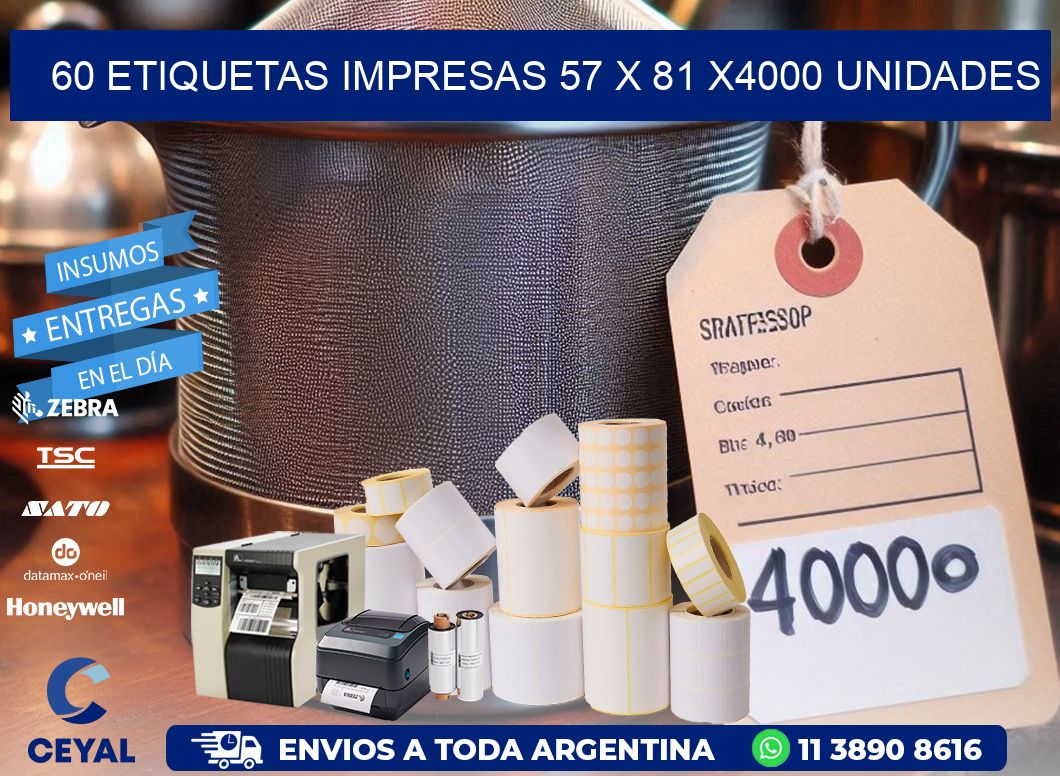 60 ETIQUETAS IMPRESAS 57 x 81 X4000 UNIDADES