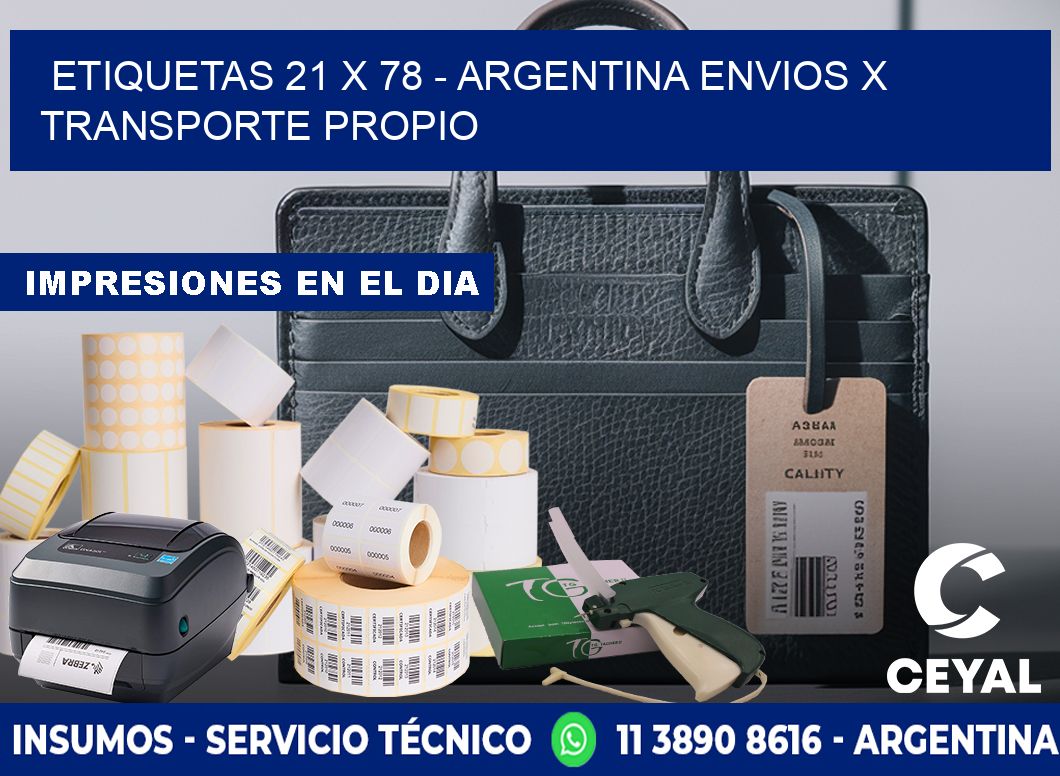 ETIQUETAS 21 x 78 - ARGENTINA ENVIOS X TRANSPORTE PROPIO