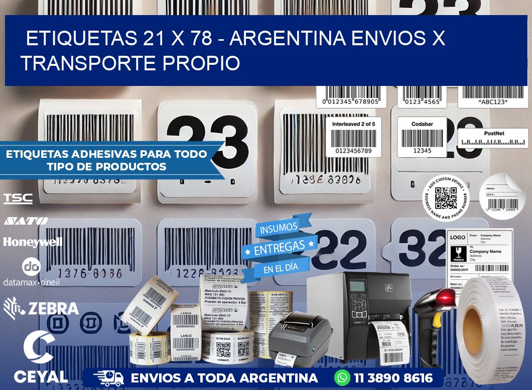 ETIQUETAS 21 x 78 - ARGENTINA ENVIOS X TRANSPORTE PROPIO