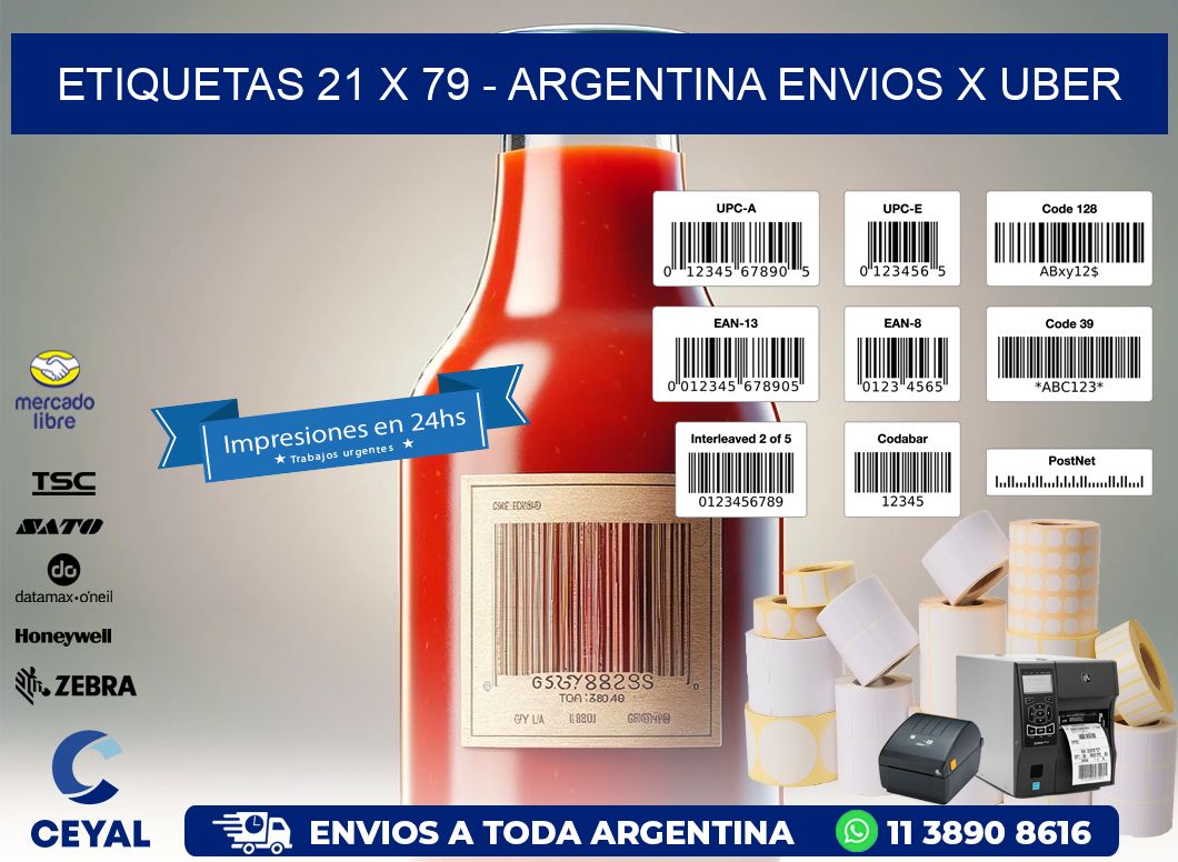 ETIQUETAS 21 x 79 - ARGENTINA ENVIOS X UBER