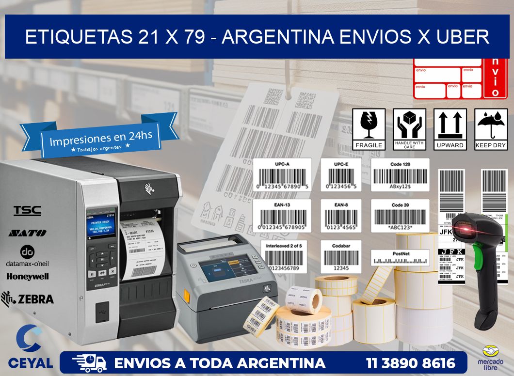 ETIQUETAS 21 x 79 - ARGENTINA ENVIOS X UBER