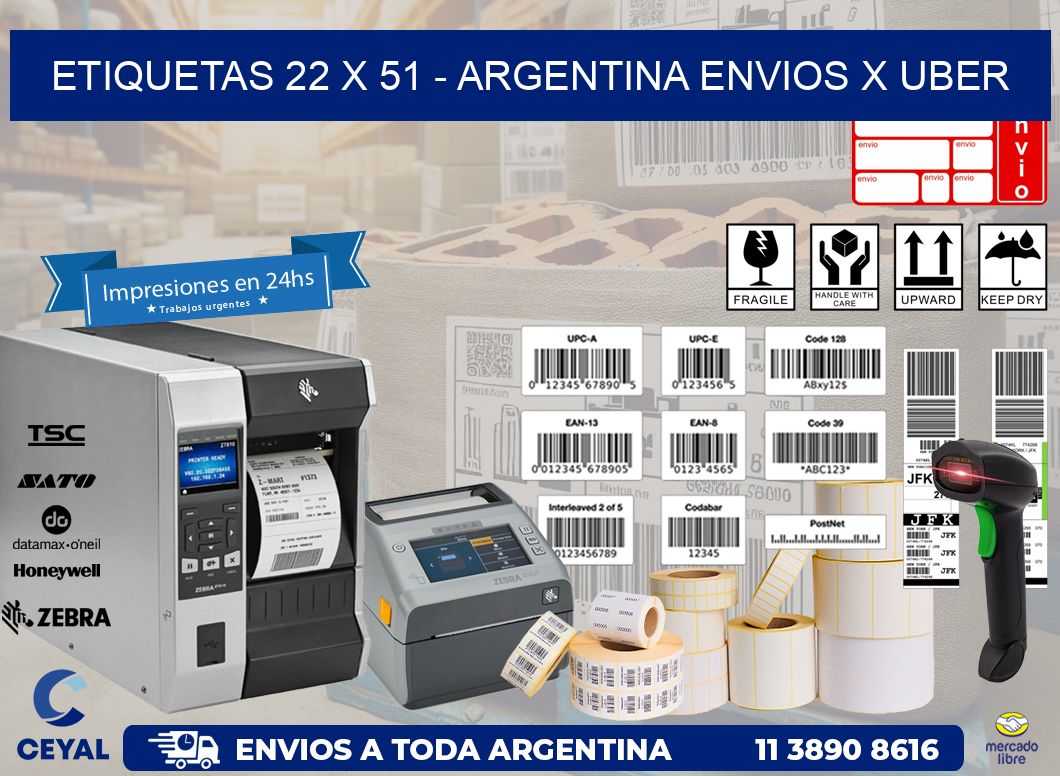 ETIQUETAS 22 x 51 - ARGENTINA ENVIOS X UBER