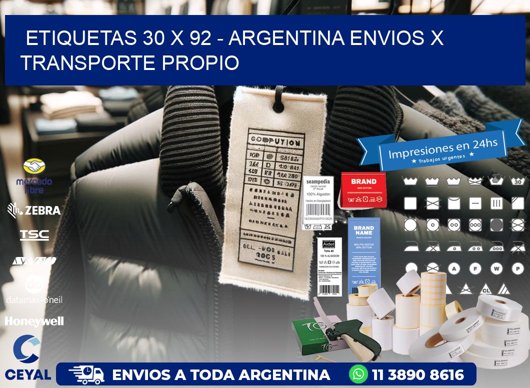 ETIQUETAS 30 x 92 - ARGENTINA ENVIOS X TRANSPORTE PROPIO