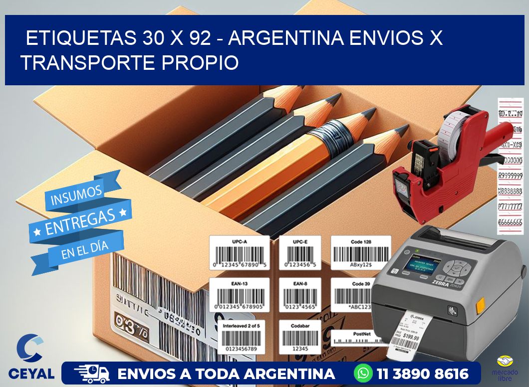 ETIQUETAS 30 x 92 - ARGENTINA ENVIOS X TRANSPORTE PROPIO