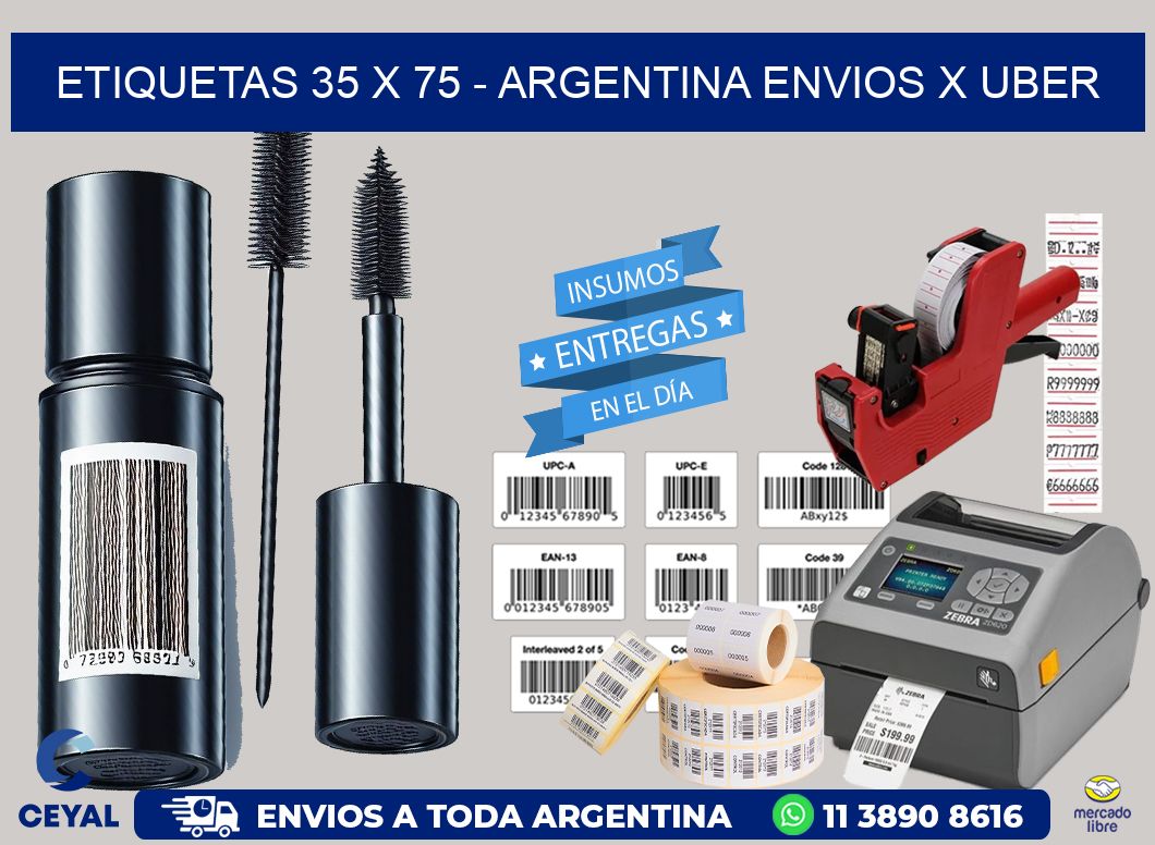 ETIQUETAS 35 x 75 - ARGENTINA ENVIOS X UBER