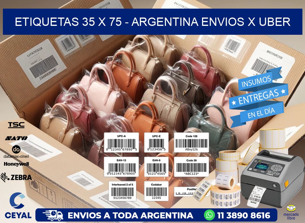 ETIQUETAS 35 x 75 - ARGENTINA ENVIOS X UBER