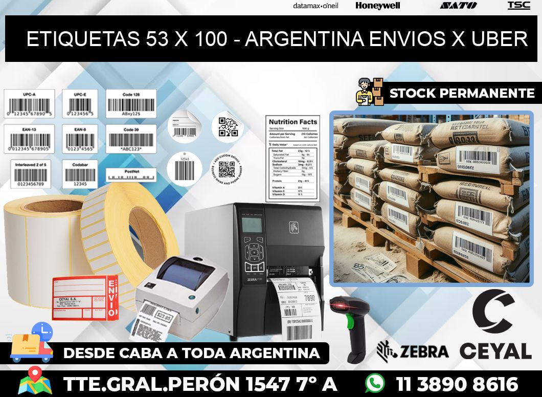 ETIQUETAS 53 x 100 – ARGENTINA ENVIOS X UBER