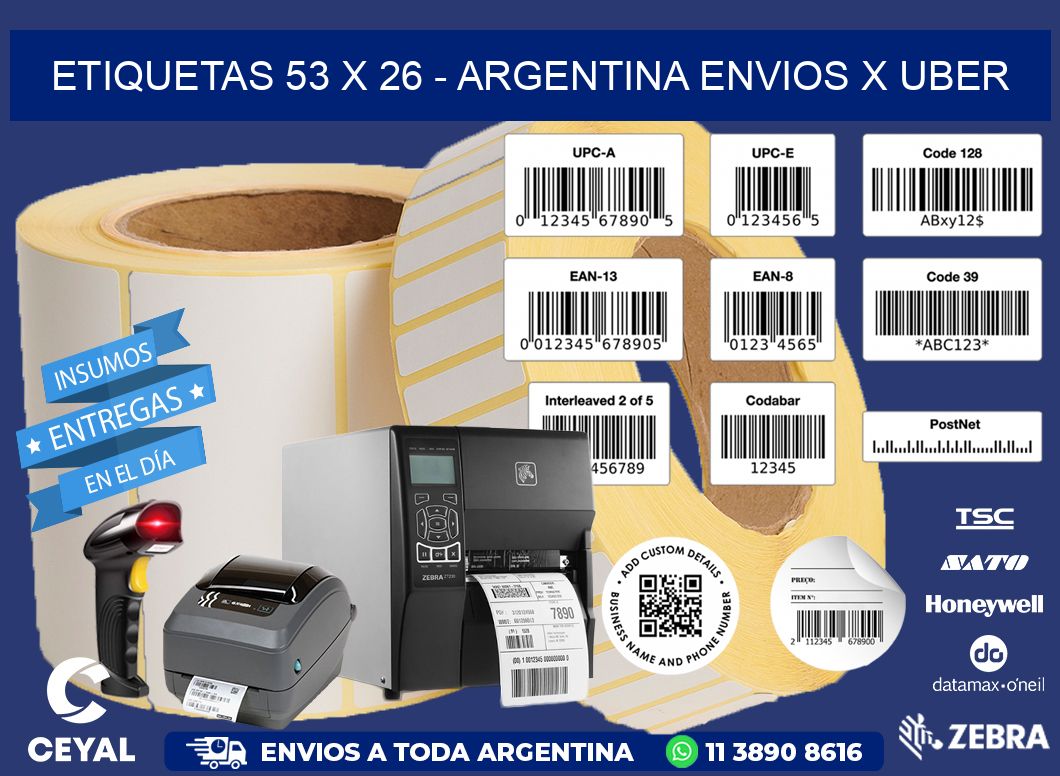 ETIQUETAS 53 x 26 - ARGENTINA ENVIOS X UBER