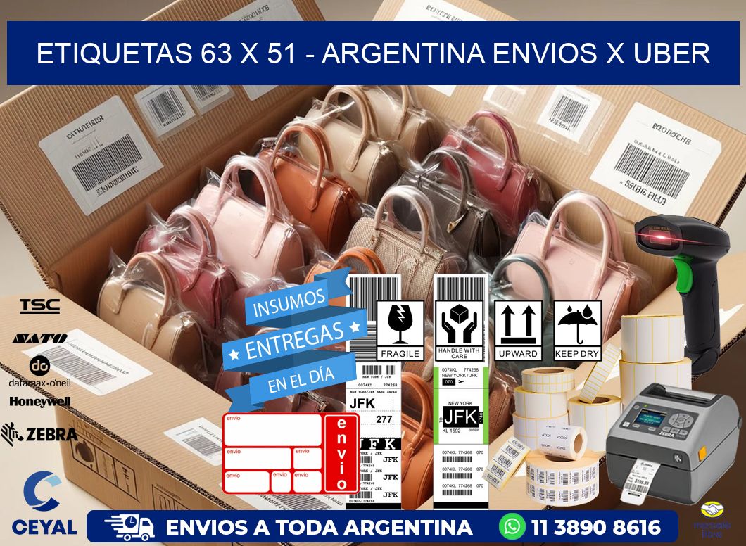 ETIQUETAS 63 x 51 - ARGENTINA ENVIOS X UBER