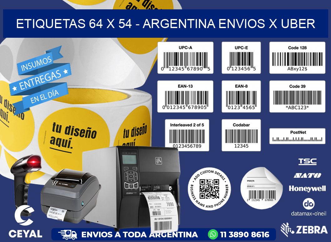 ETIQUETAS 64 x 54 - ARGENTINA ENVIOS X UBER