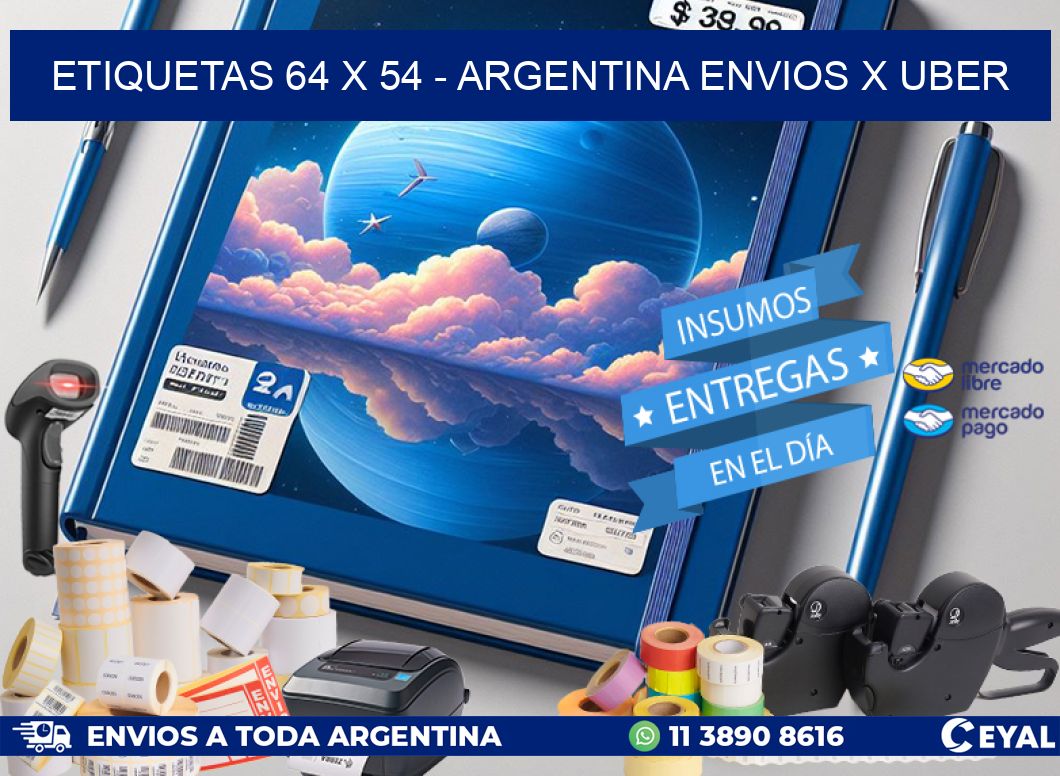 ETIQUETAS 64 x 54 - ARGENTINA ENVIOS X UBER