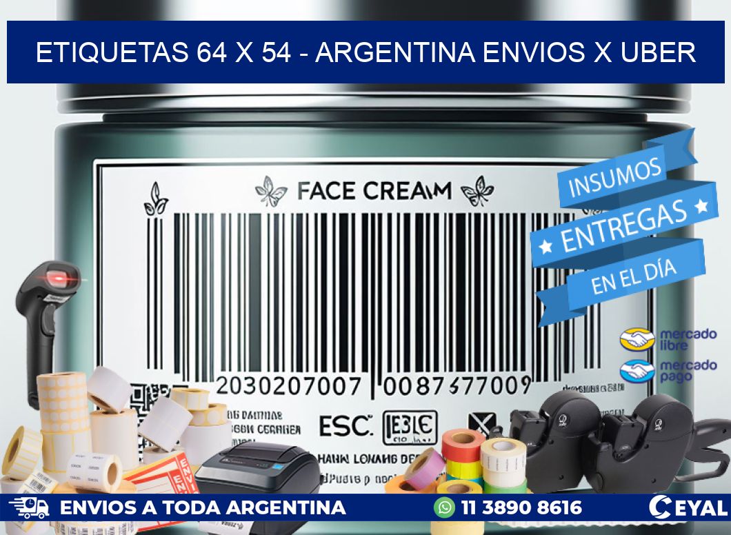 ETIQUETAS 64 x 54 - ARGENTINA ENVIOS X UBER