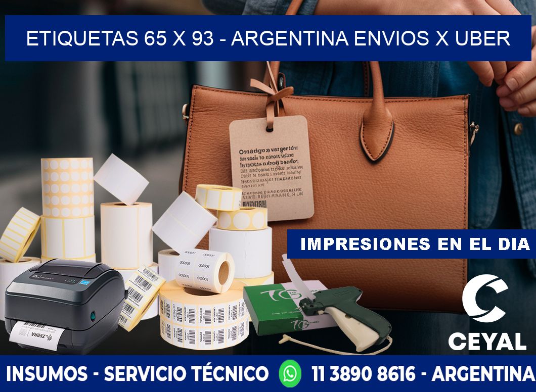 ETIQUETAS 65 x 93 - ARGENTINA ENVIOS X UBER