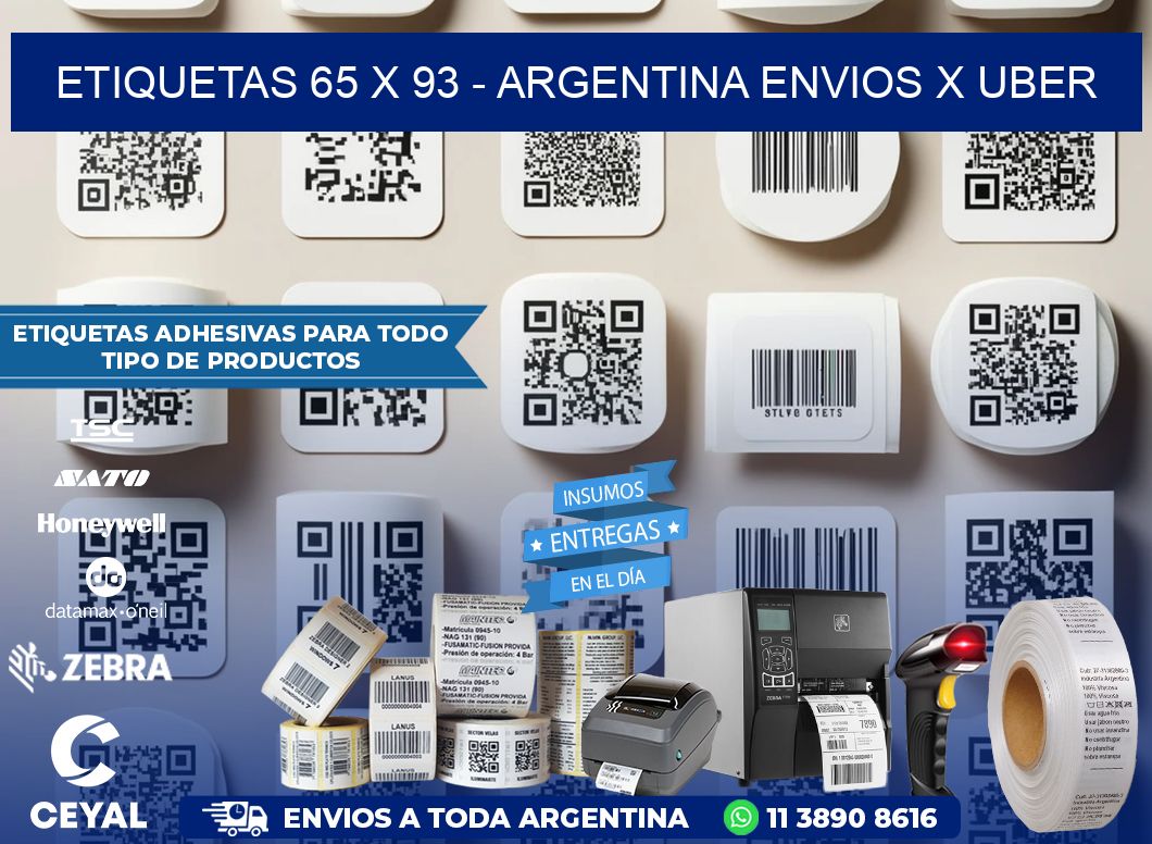 ETIQUETAS 65 x 93 - ARGENTINA ENVIOS X UBER