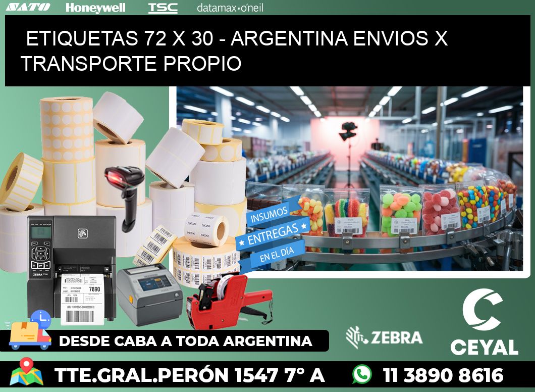 ETIQUETAS 72 x 30 - ARGENTINA ENVIOS X TRANSPORTE PROPIO