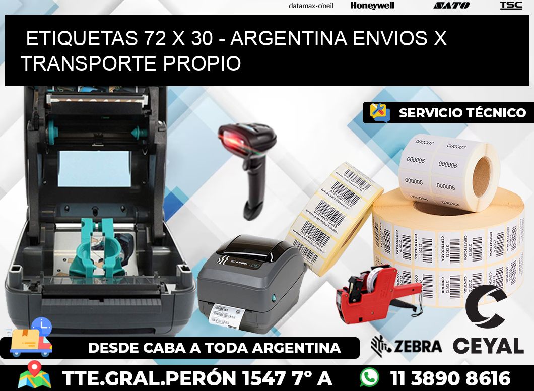 ETIQUETAS 72 x 30 - ARGENTINA ENVIOS X TRANSPORTE PROPIO