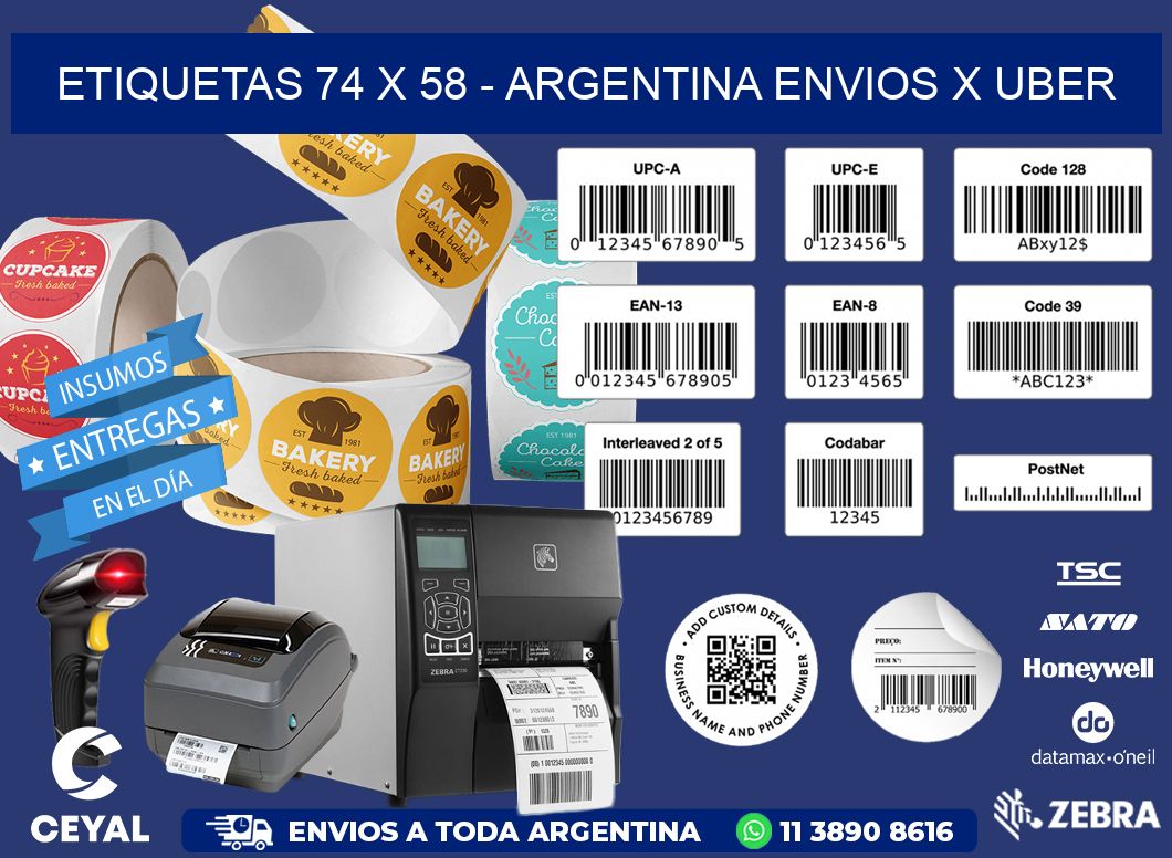 ETIQUETAS 74 x 58 - ARGENTINA ENVIOS X UBER