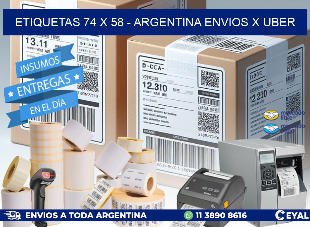 ETIQUETAS 74 x 58 - ARGENTINA ENVIOS X UBER