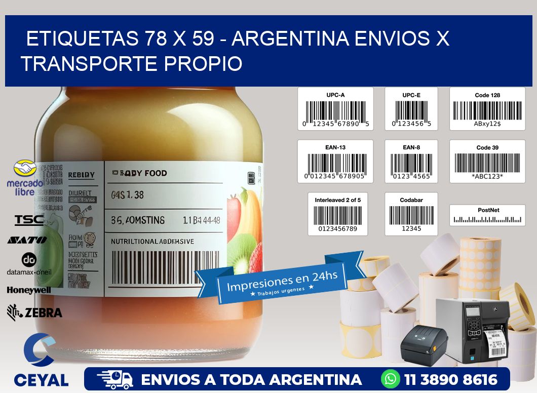 ETIQUETAS 78 x 59 - ARGENTINA ENVIOS X TRANSPORTE PROPIO