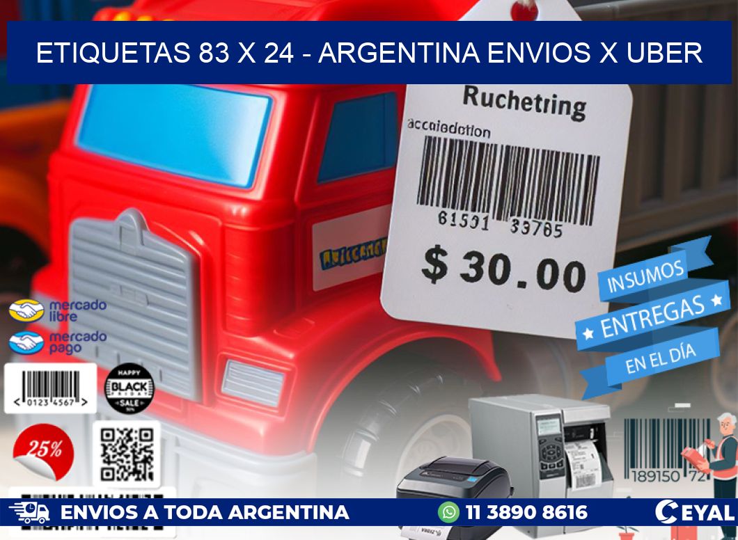 ETIQUETAS 83 x 24 - ARGENTINA ENVIOS X UBER