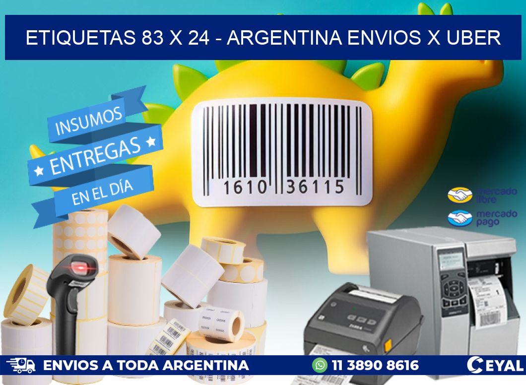 ETIQUETAS 83 x 24 - ARGENTINA ENVIOS X UBER