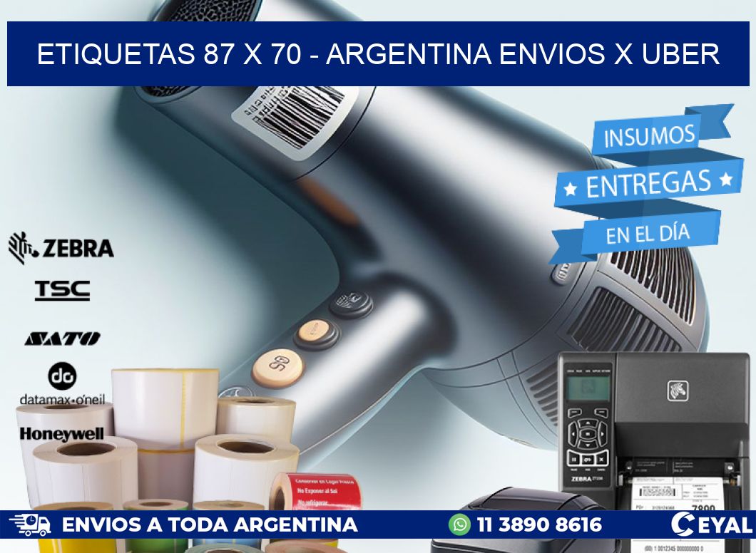 ETIQUETAS 87 x 70 - ARGENTINA ENVIOS X UBER