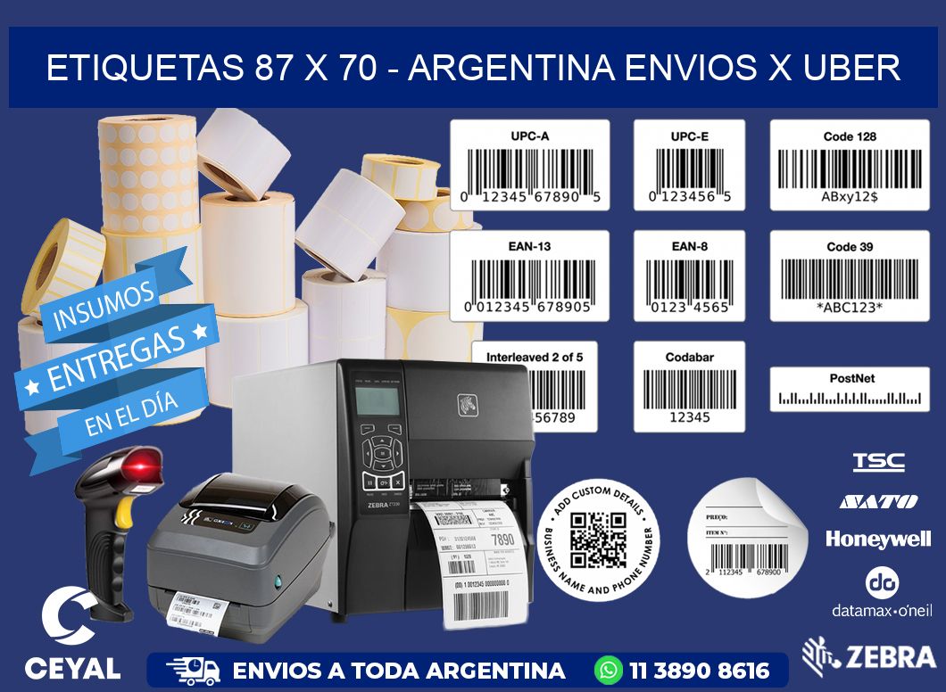 ETIQUETAS 87 x 70 - ARGENTINA ENVIOS X UBER