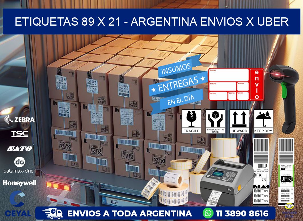 ETIQUETAS 89 x 21 - ARGENTINA ENVIOS X UBER