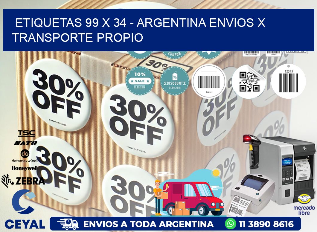 ETIQUETAS 99 x 34 - ARGENTINA ENVIOS X TRANSPORTE PROPIO